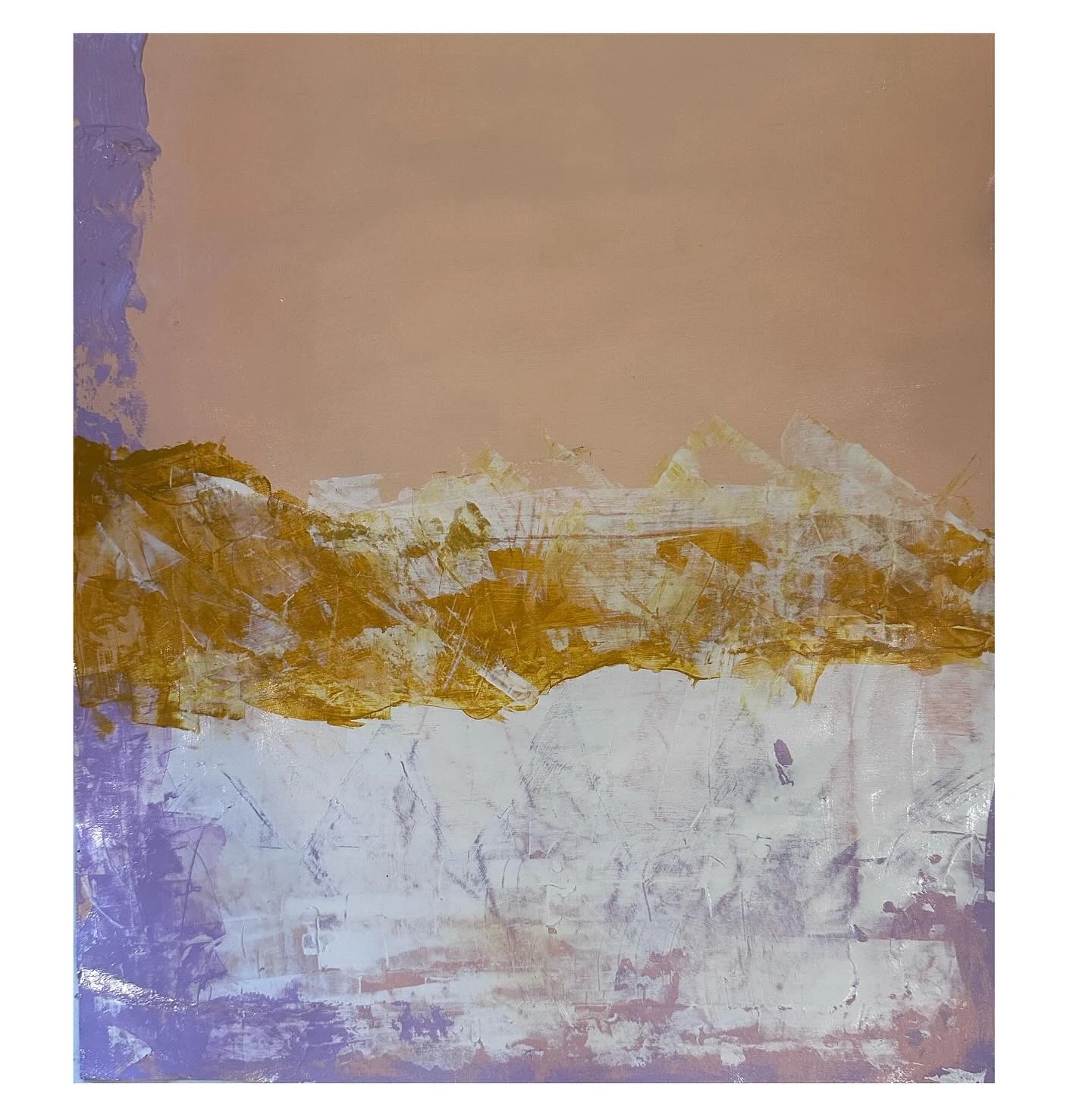 No. 51. Broad abstract bands of peach, textured gold, white, and lavender.