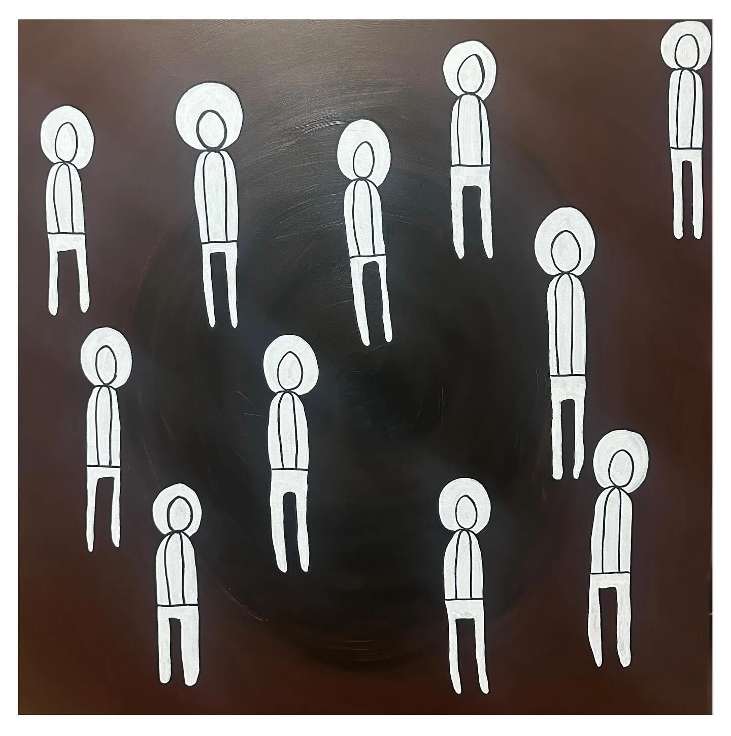 consensus. White human figures of different heights spaced across a dark brown background.