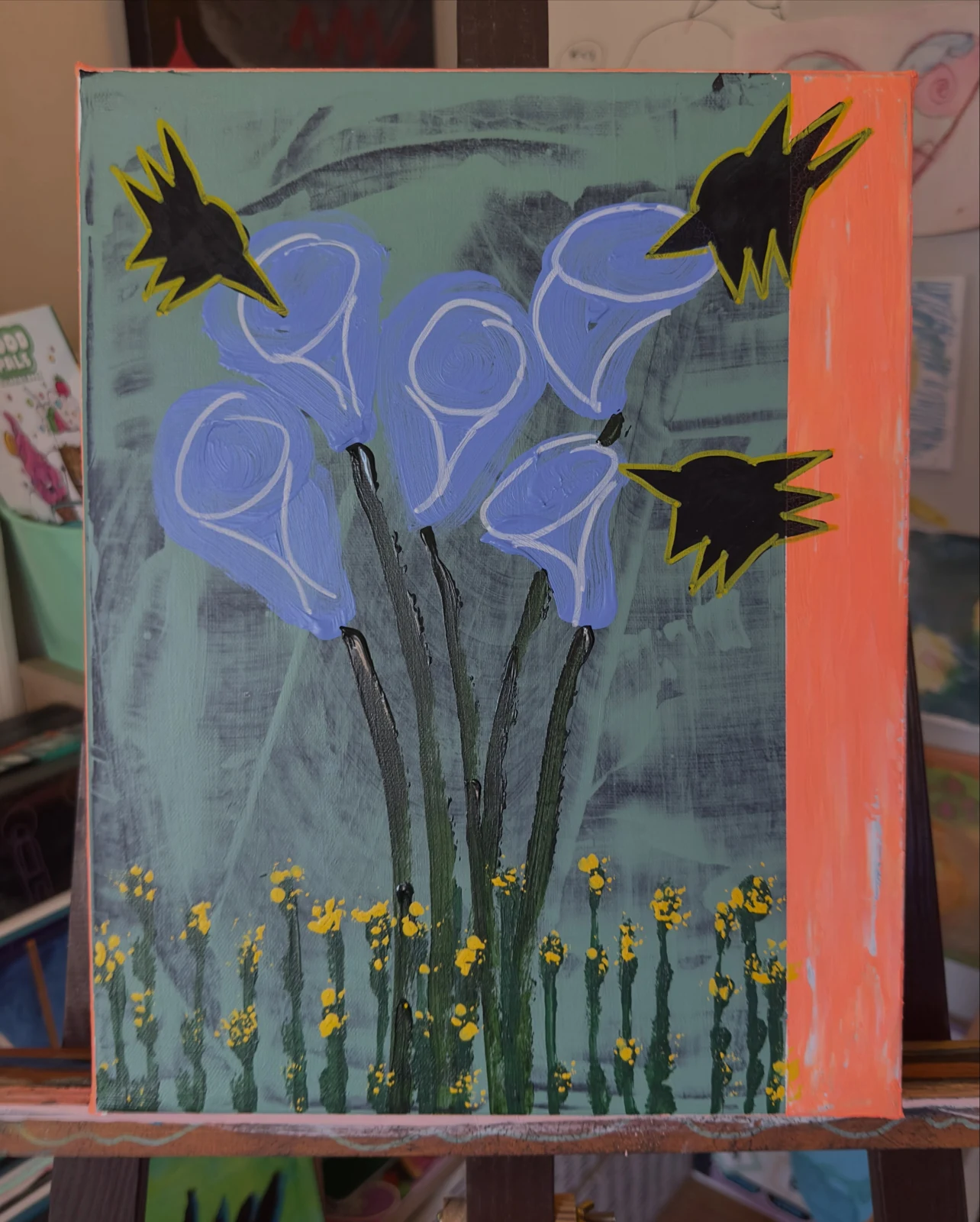 The Many Bloom as One. Acrylic on canvas, 11 × 14 in